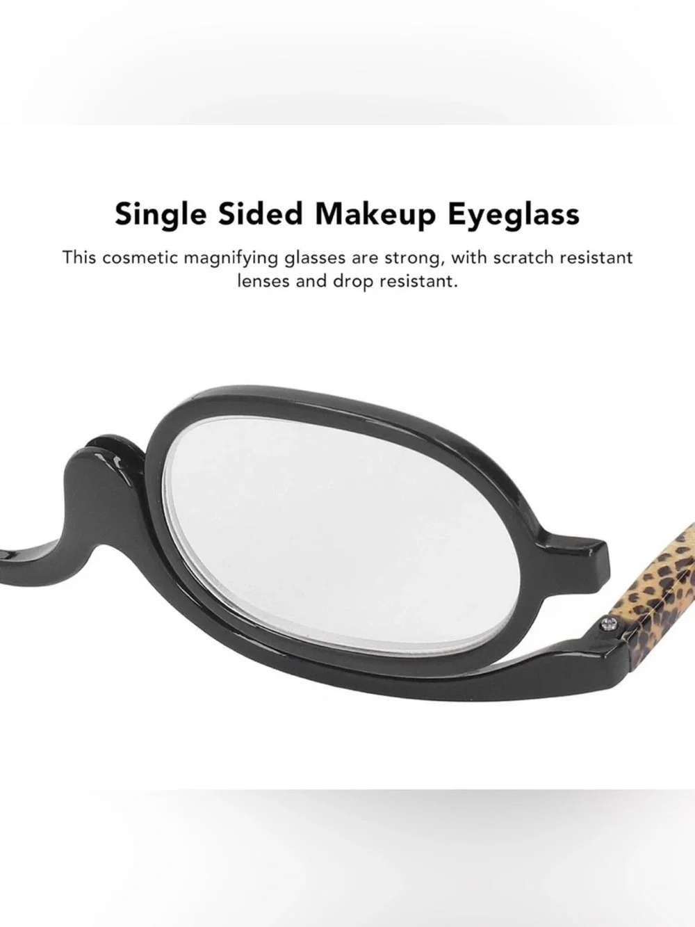 Magnified Single-Sided Makeup Eyeglasses - Leopard Print Black Frame